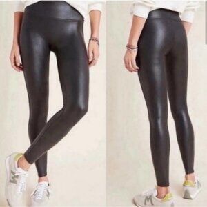 SPANX Faux Leather Legging Black High Rise Stretch Slimming Pant L 2437 Women